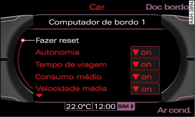 Ecrã do MMI: Computador de bordo